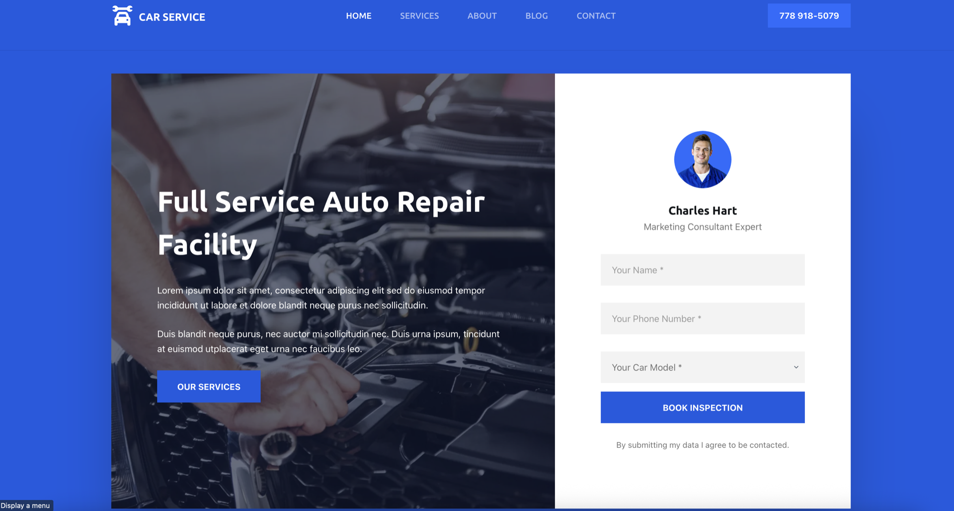 Car service website demo template